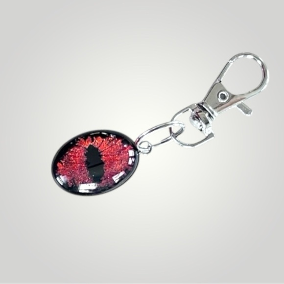 𝑯𝒂𝒏𝒅𝒎𝒂𝒅𝒆 Orange/Red Dragon Eye Keychain w/Gift Bag - Picture 3 of 9